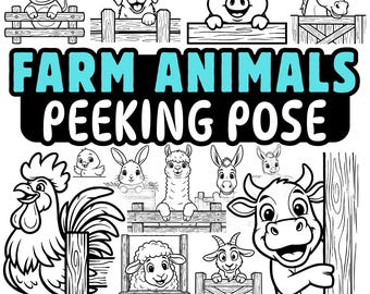 Peeking Farm Animals SVG Bundle | Cow Pig Chicken SVG | Farmhouse Signs & Shirts | Cricut Cut Files