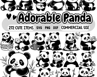 Adorable Panda SVG Bundle | Cute Kawaii Panda Clipart | Baby Panda SVG Designs for Cricut, Silhouette, Shirts, Mugs & Nursery Decor