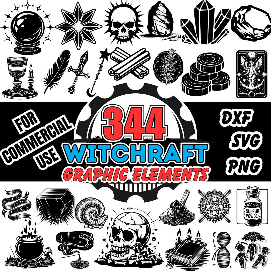 Mystical Witchcraft SVG Bundle | Magic Graphic Elements for Cricut ...