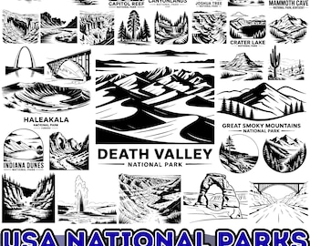 290 Popular USA National Parks Cricut Bundle, vector graphics silhouette, Nature Png, America National Parks SVG, DXF Commercial Use