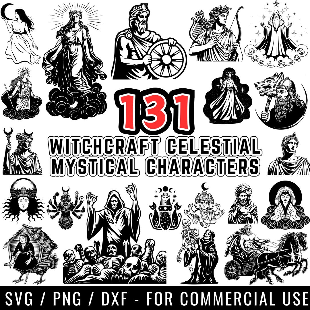 Witchcraft Celestial Characters SVG Bundle | Mystic Moon & Stars ...