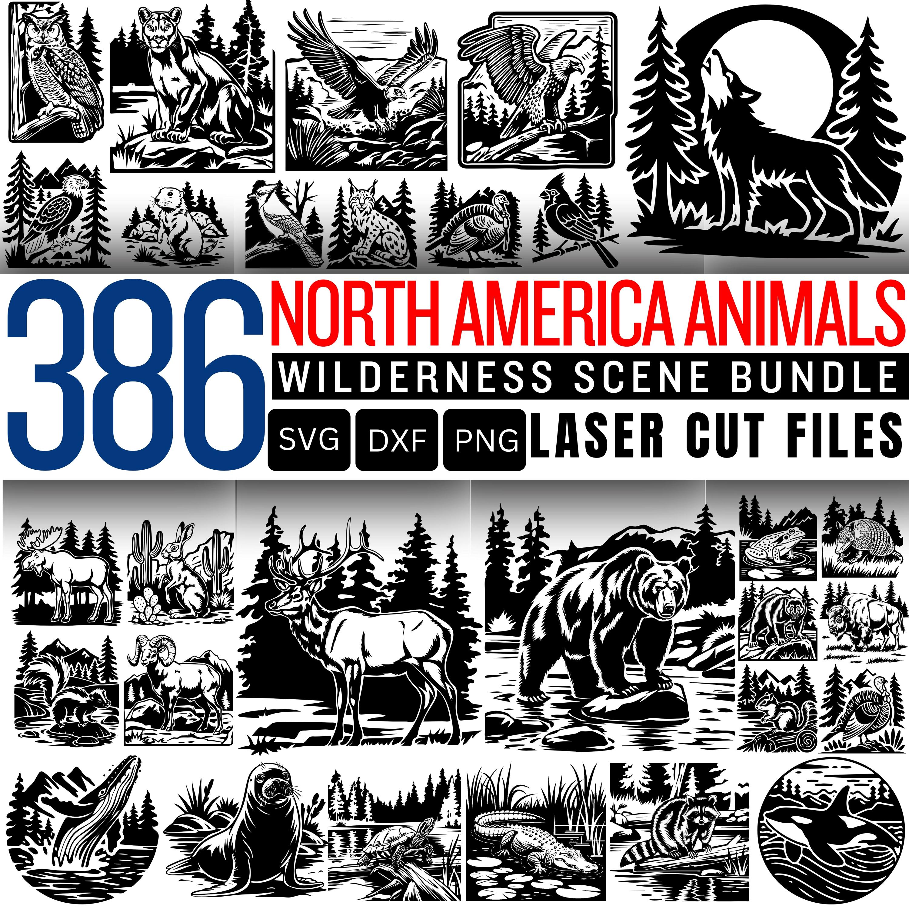 North America Wildlife SVG Bundle 386 Designs – Bear Moose Wolf Deer ...