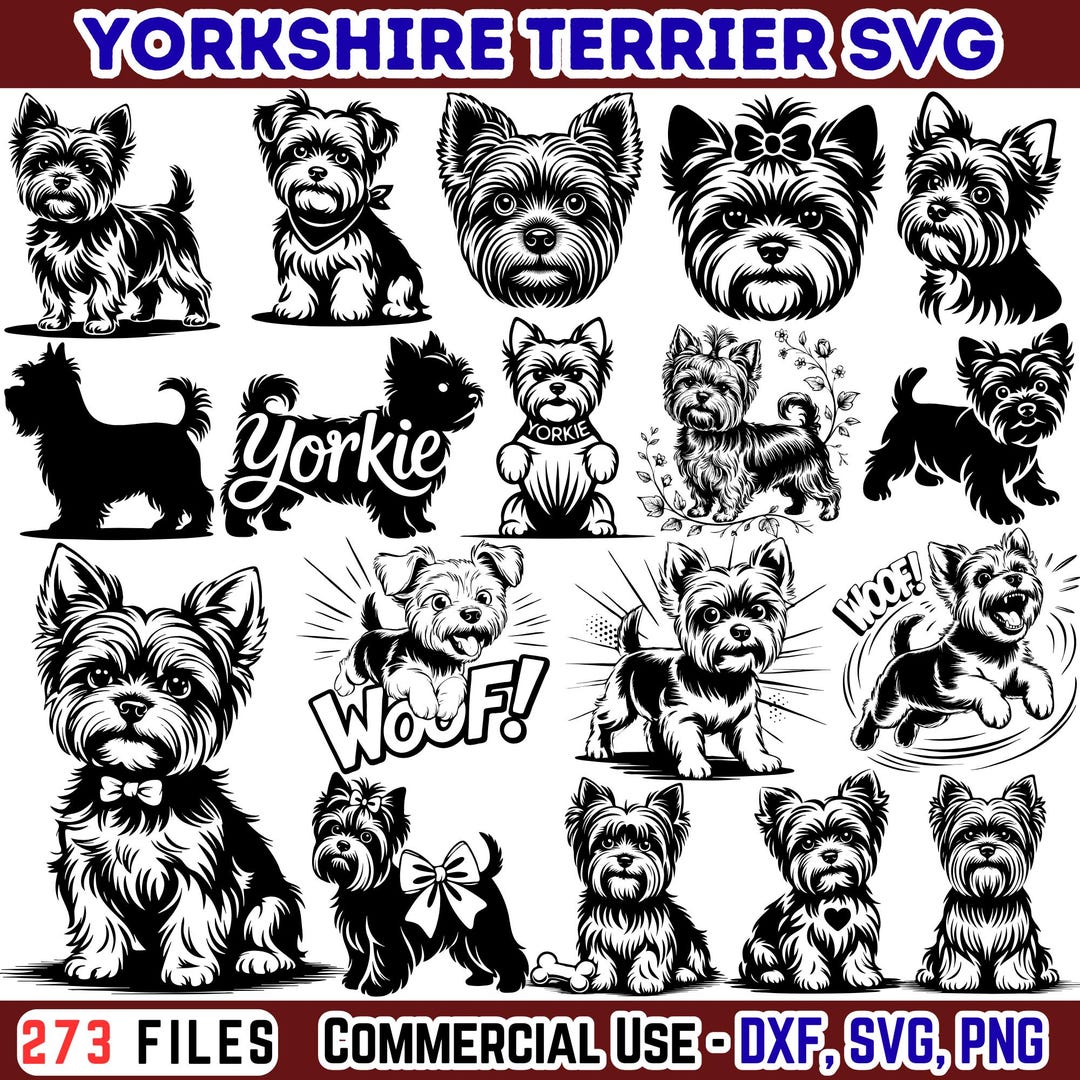 Yorkie Svg File Yorkshire Terrier Portrait SVG | Realistic Yorkie Dog Design for Cricut ...