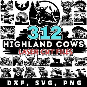 Highland Cow SVG Bundle: Laser Cut Files, Farm Animal Decor | Cutting Machine Files