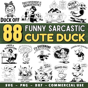 88 Funny Sarcastic Cute Duck Cricut Bundle, vector graphics silhouette, Cutting Machine Files, Cartoon Duck SVG PNG DXF Commercial Use