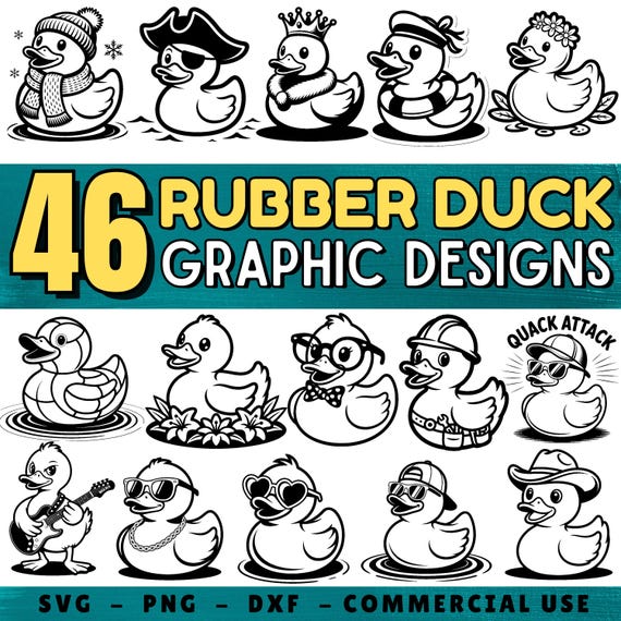Rubber Duck Graphic Designs: Cricut SVG PNG DXF Bundle | Cutting Machine files