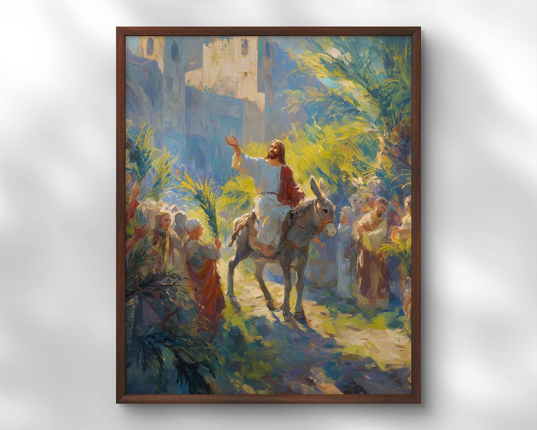 Jesus Triumphal Entry Print: Palm Sunday Christian Art (digital ...