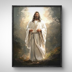 Portret van Jezus Christus, christelijke kunst, schilderij, bijbelmuurkunst, Jezus Art Print, Lds Art Poster, Jezus clipart, katholieke kunst Jezus aquarel