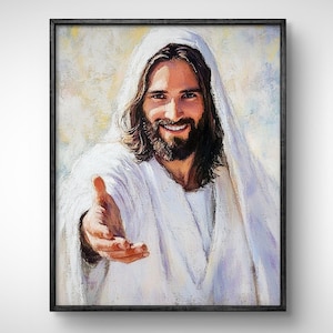 Helping Hand Of Jesus Christ, Jesus Print, Christian Art, Bible Art Painting, Scripture, Christian Poster, LDS Wall Art, Watercolor Clipart