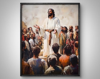 Jesu Bergspredikan - Tryck: Klassisk kristen väggkonst (digital nedladdning)
