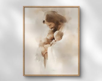 Jesus Holding Babies Print: Christian Nursery Art, Infant Loss Gift (Digital Download)