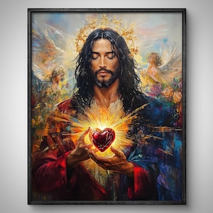 Sacred Heart of Jesus Art Print: Christian Spiritual Bible Wall Art (Digital Download)
