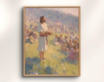 Jesus Feeding 5000 Print: Loaves and Fishes Miracle (Digital Download)