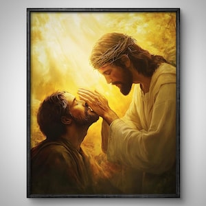 Jesus Heals Man, Jesus Christ With Man, Watercolor Christian Art Painting, Bible Art, Jesus Print, Jesus Art Poster Printable, Jesus Clipart