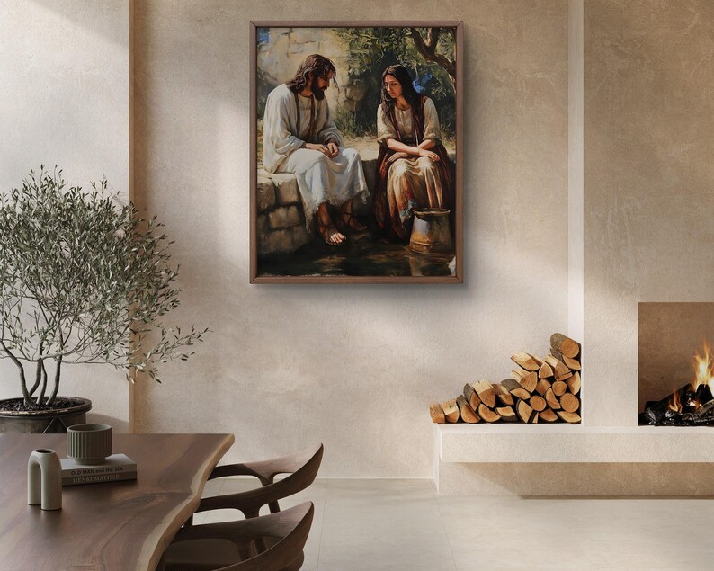 Jesus and the Samaritan Woman at the Well. Christian Art Print (digital ...