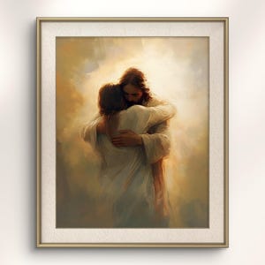 Vergeving, Jezus omhelst de vrouw, christelijke genadekunst