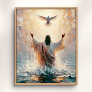 Jesus Baptism Art Print: Holy Spirit Dove, Christian Home Decor (Digital Download