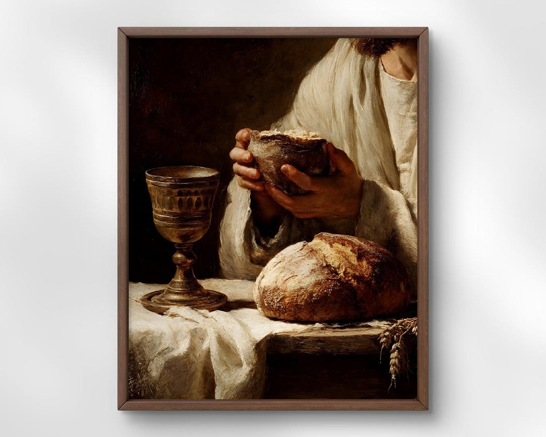 Jesus Breaking Bread Print: Classic Eucharist Art, Catholic Wall Art - Etsy