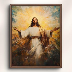 Jesus Christ Open Arms Shining in Divine Light, The Second Coming Art Print