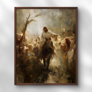Jesus Christ Enters Jerusalem On a Donkey, Triumphal Entry Print, Palm Sunday Holy Week, Christian Wall Art, Bible Poster, Easter Clipart