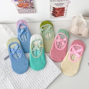 Yoga Socks Mystery Box, 3 Random Pastel Non-Slip Socks, Surprise Grip Socks for Pilates/Barre, Cotton Workout Socks Gift Set