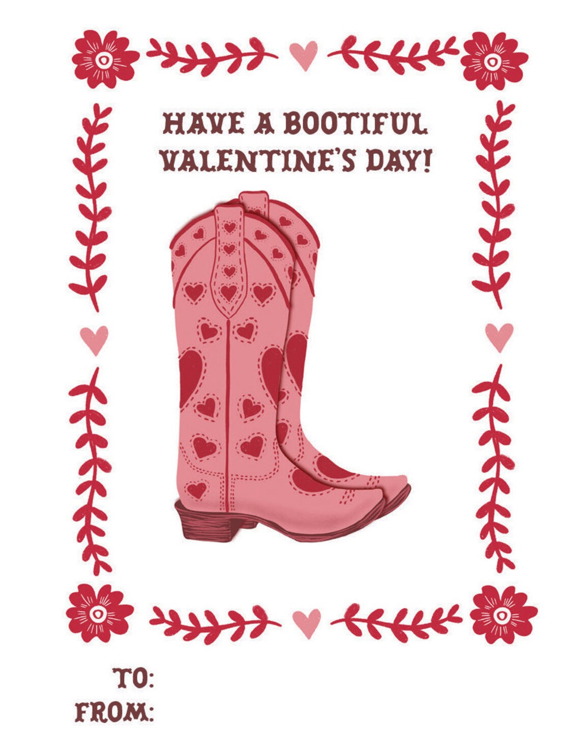 Cowboy Valentine Card, Western Valentines Cards for Kids Classroom ...