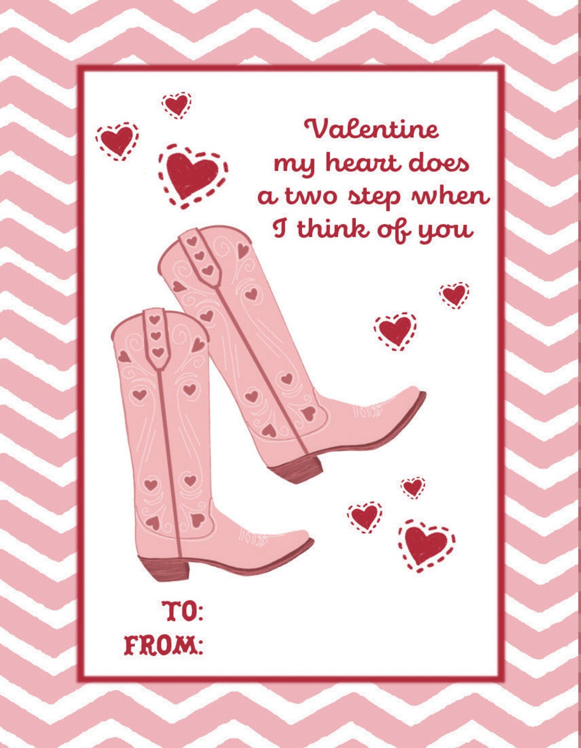 Cowboy Valentine Card, Western Valentines Cards for Kids Classroom ...
