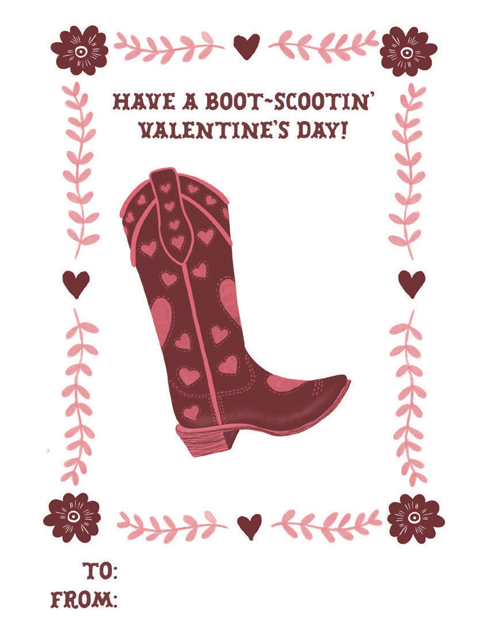 Cowboy Valentine Card, Western Valentines Cards for Kids Classroom ...
