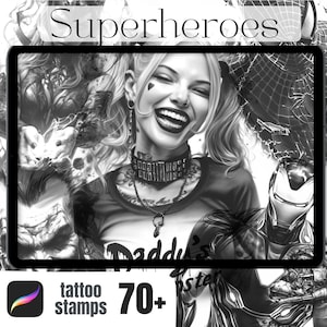 Superhero Tattoo Procreate Brush Set: 70+ Comic & Movie Designs