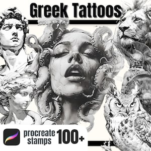 Greek Mythology Stamps Procreate | Tattoo Design | Stamp brush pack | 100+ Designs