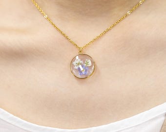 Forget-me-not Flower Necklace, Baby&#39;s Breath Necklace, Miscarriage Gift, Baby Loss Gift, Grieving Mom Gift, Handmade Jewelry, Gift for Mom