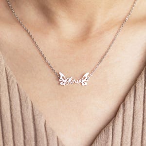 Personalized Name Butterfly Necklace, Custom Dainty Name Necklace, Butterfly Necklace, Christmas Gift, Birthday Gift, Gift for Her