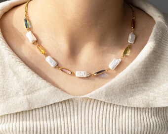 Natural Pearl Jewelry Set, Dainty Jewelry Set, Wedding Gift, Anniversary Gift for Women, Family Gift for Mom, Birthday Gift for Her