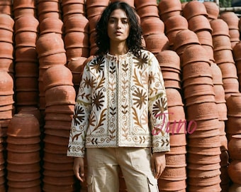 Embroidered Velvet Jacket, Suzani Inspired Bohemian Coat