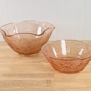 Vintage Peach Indiana Glass Bowl: Tiara Sandwich Pattern, Ruffled or Smooth Edge