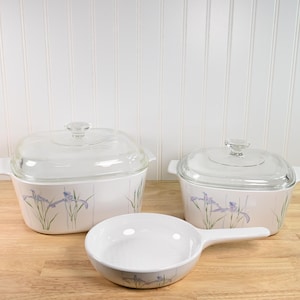 Vintage Corning Ware Shadow Iris Baking Dishes and Skillet - Choice or Create a Set