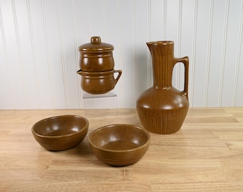 Vintage Monmouth Western Stoneware Mohave Brown Maple Leaf USA - Choice or Create a Set!