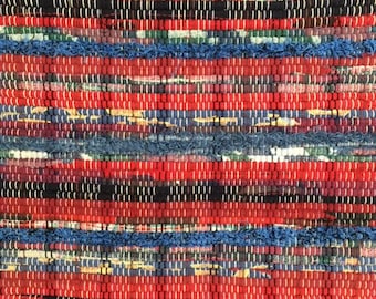 Hand Woven Rag Rug Recycled Cottons and Fibers