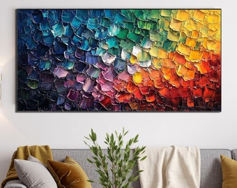 Lebendige abstrakte Impasto Malerei, Spachtel Spachtel Strukturierte Leinwand Wandkunst