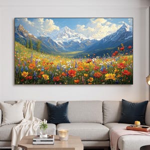 Vibrant Abstract Mountain Oil Painting,Original Blue Luxury Natural landscape Oil Painting, High-end Home Decor, Modern Living Room Wall Art
