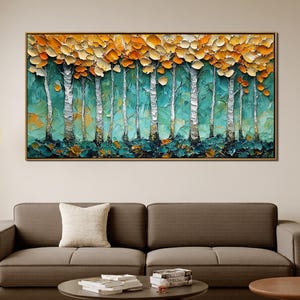 Original Birch Tree Oil Painting On Canvas,Large Wall Art,Abstract 3D Texture Art,High-end Home Decor,Custom Painting,Living room Wall Decor