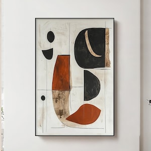 Abstract Wabi-Sabi Geometric Oil Painting,Large Original Minimalist Wall Art,Earth Tone Modern Wall Art, Luxury High-end Office Wall  Decor