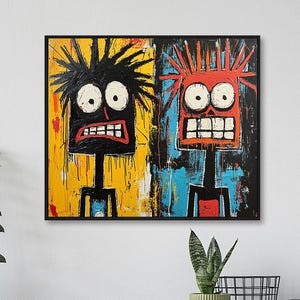 Lebendiges abstraktes Cartoon Portrait Ölgemälde, großes Original Kinderzimmer Kunst, benutzerdefinierte Malerei, Luxus Wandkunst, modernes Wohnzimmer Dekor