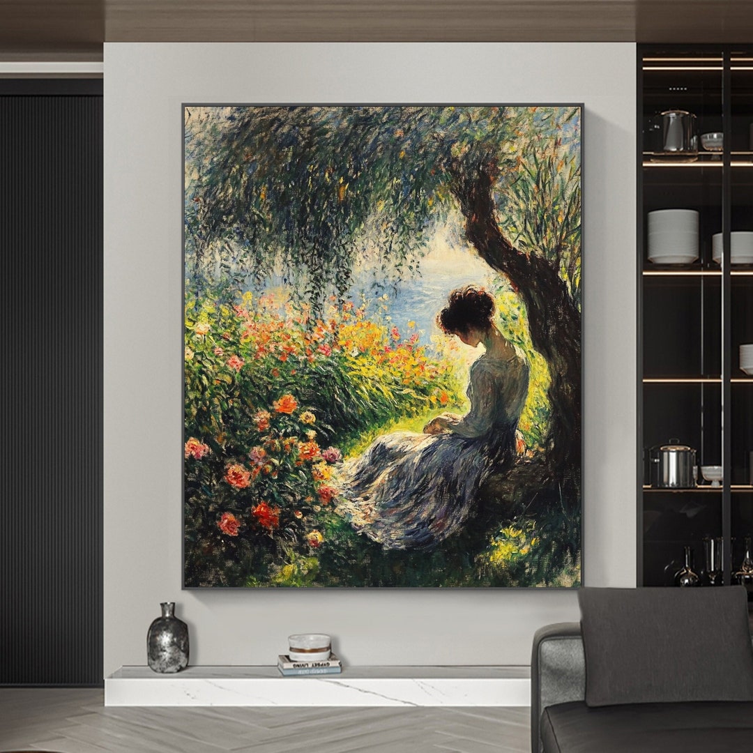 Original Girl Under Tree Oil Painting on Canvas,large Wall Art,abstract ...