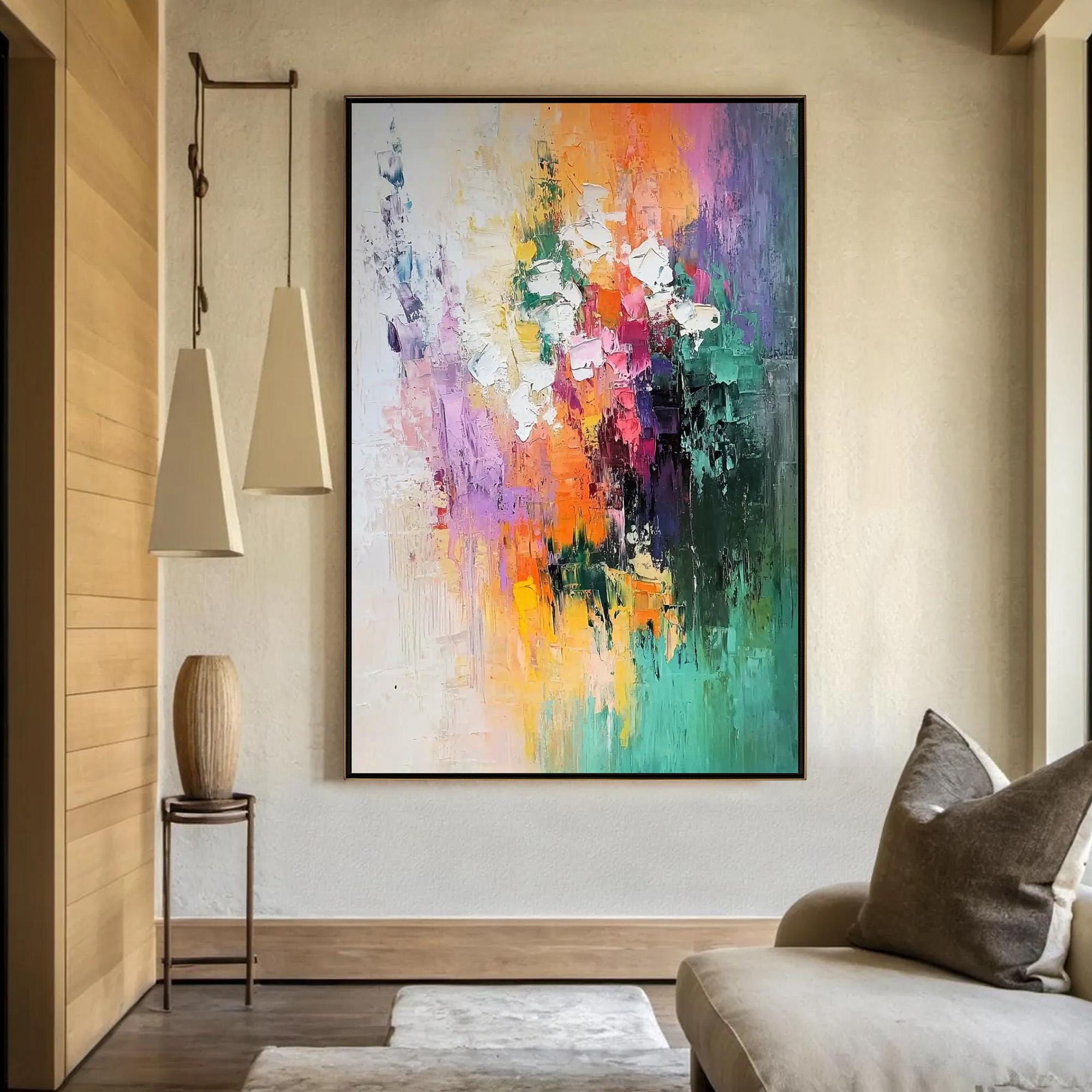 Textured Abstract Oil Painting on Canvas, Palette Knife Wall Art