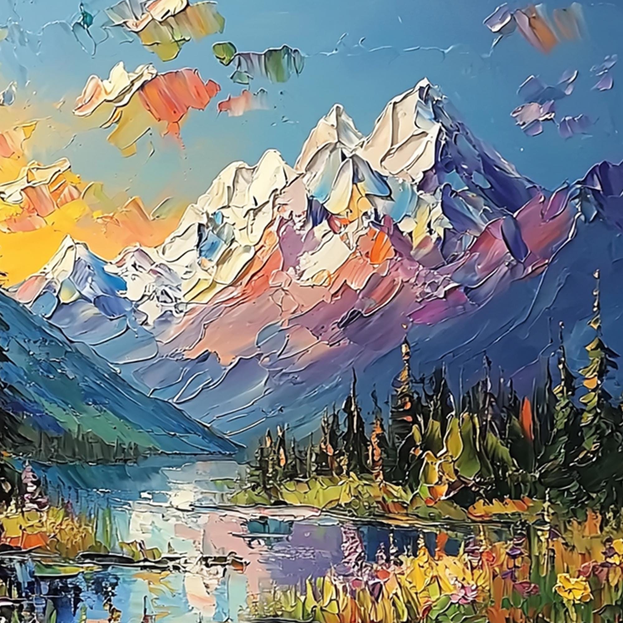 抽象的な山の油絵、大きな青い風景画、モダンな装飾 - Etsy 日本