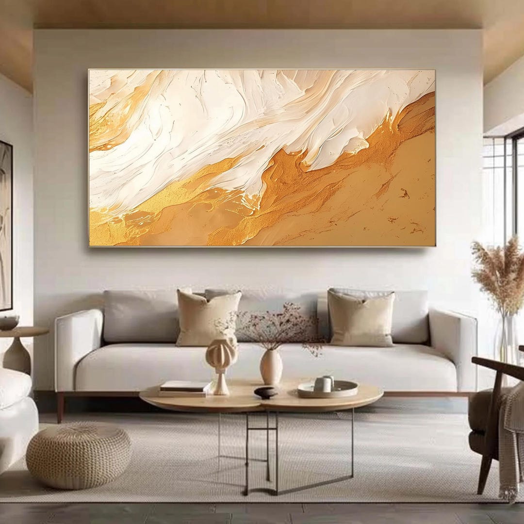 Luxury Gold Leaf Abstract Canvas Art, Modern 3D Impasto Painting - Etsy