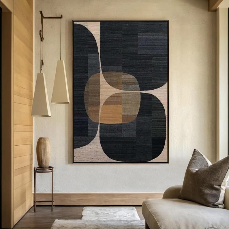 Wabi Sabi Wall Art Black & Brown Abstract Minimalist Painting Brown ...