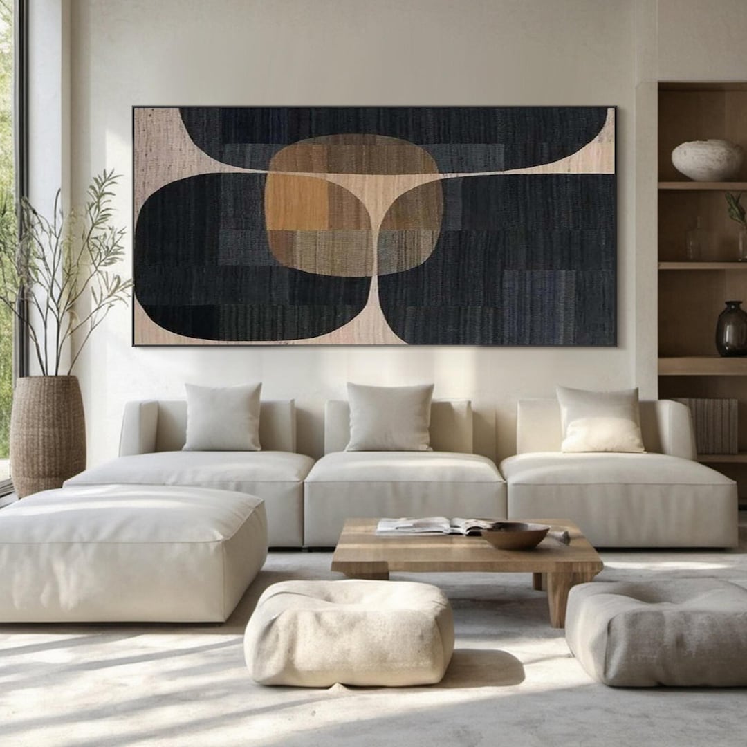 Wabi Sabi Wall Art Black & Brown Abstract Minimalist Painting Brown ...