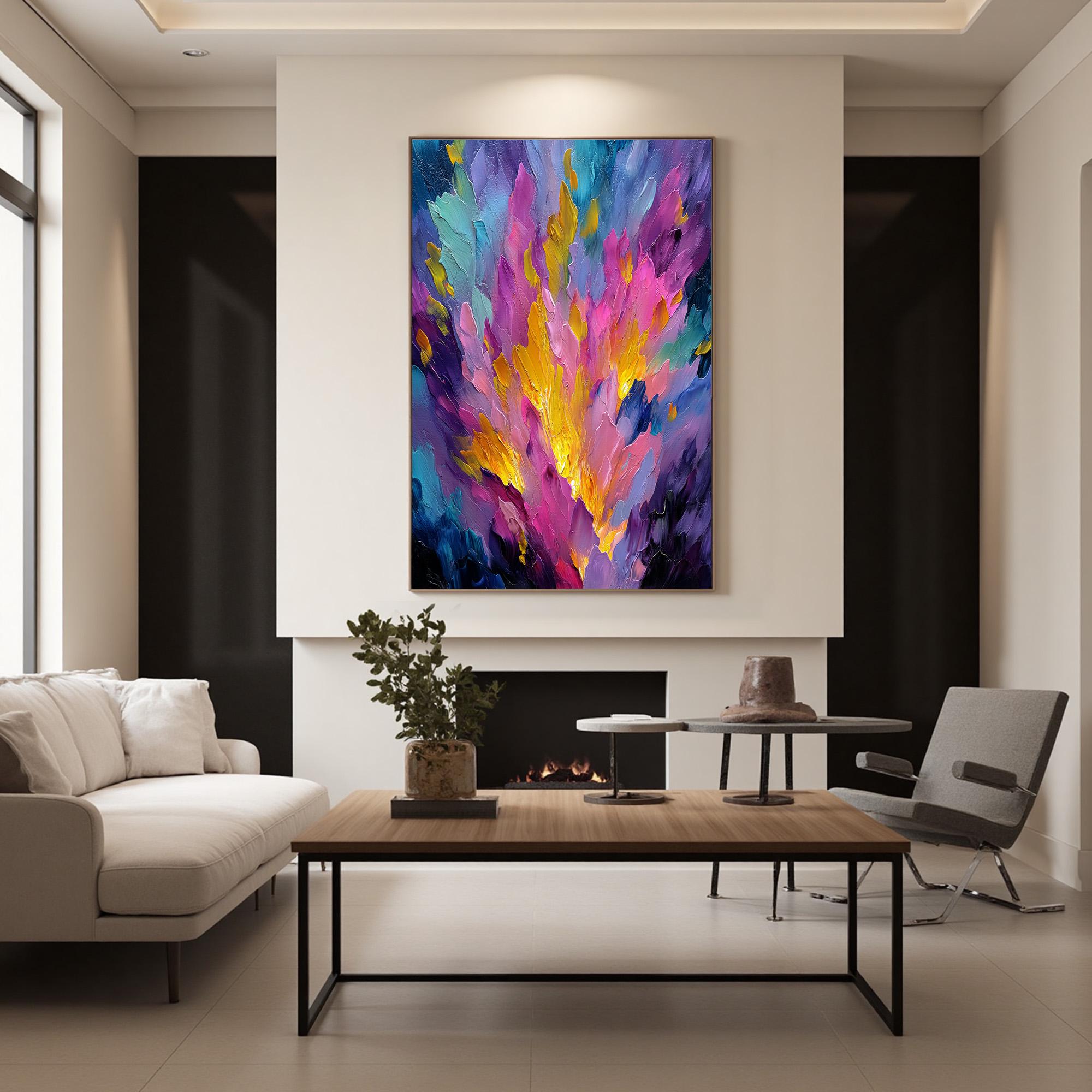 Vibrant Abstract Oil Painting on Canvas,bold Colorful 3D Textured Wall ...